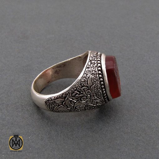 انگشتر عقیق یمن مردانه با حکاکی یا حسین (ع) استاد حیدر - کد 8596 - تصویر 3