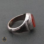 3 انگشتر عقیق یمن مردانه با حکاکی یا کریم العفو استاد حیدر - کد 8597 - تصویر 3