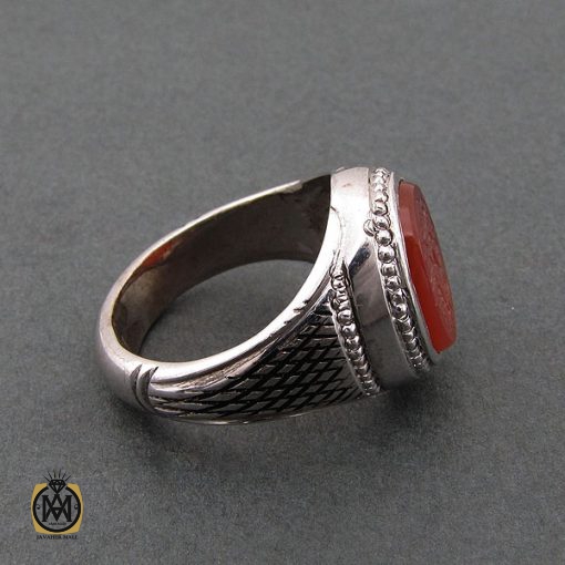 3 انگشتر عقیق یمن مردانه با حکاکی یا کریم العفو استاد حیدر - کد 8597 - تصویر 3