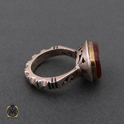 انگشتر عقیق یمن مردانه با حکاکی مهدی طاووس اهل الجنه استاد احمد - کد 8598 - تصویر 3