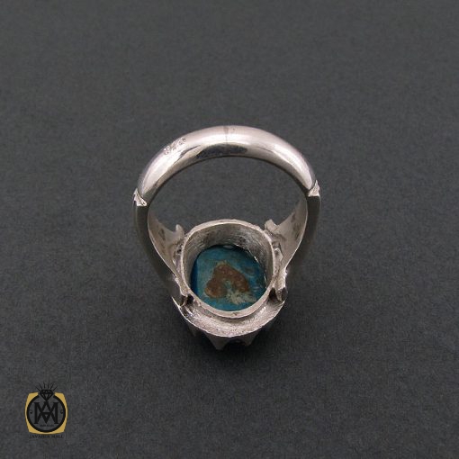 انگشتر فیروزه آمریکایی مردانه خوش رنگ - کد 8679 - تصویر 3
