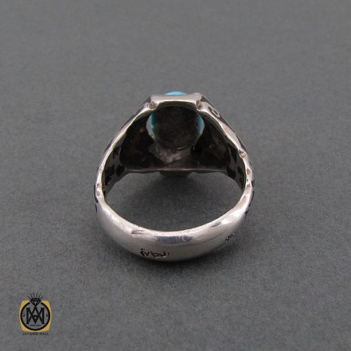 انگشتر فیروزه نیشابور مردانه خوش رنگ - کد 8680 - تصویر 3