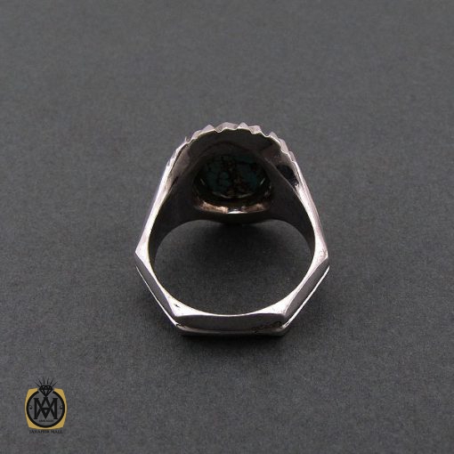 انگشتر فیروزه نیشابور مردانه خوش رنگ - کد 8681 - تصویر 3