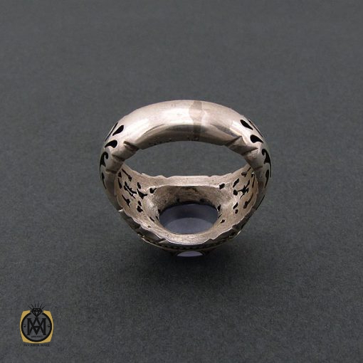 انگشتر عقیق یمن کبود صفوی مردانه - کد 8690 - تصویر 3