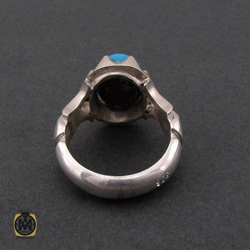 انگشتر فیروزه مصری مردانه خوش رنگ - کد 8702 - تصویر 3