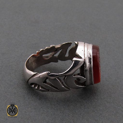 3 انگشتر عقیق یمن مردانه با حکاکی یا فاطمه الزهرا استاد حیدر - کد 8602 - تصویر 3
