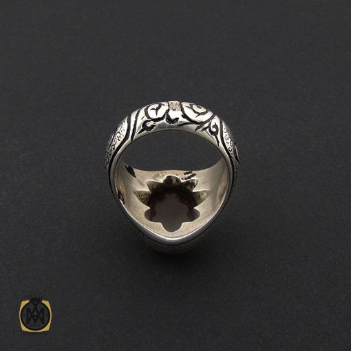3 انگشتر عقیق یمن مردانه با رکاب قلم زنی هنر دست استاد هشتم - کد 8722 - تصویر 3