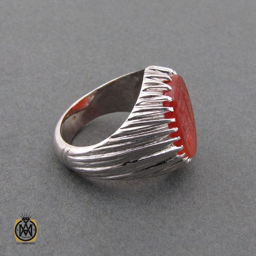 انگشتر عقیق یمن مردانه با حکاکی ان الحسین مصباح الهدی استاد حیدر - کد 8604 - تصویر 3