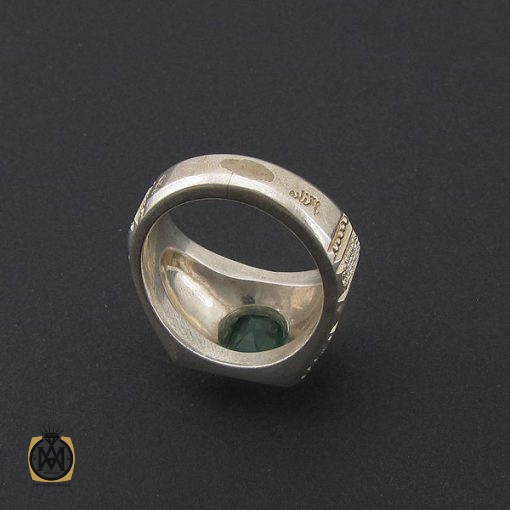 انگشتر زمرد زامبیا مرغوب مردانه هنر دست استاد باقرزاده - کد 8735 - تصویر 3