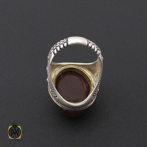 انگشتر عقیق یمن مردانه خوشرنگ درشت - کد 8753 - تصویر 3