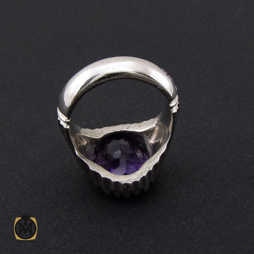 انگشتر آمتیست مردانه درشت و خوش رنگ - کد 8774 - تصویر 3