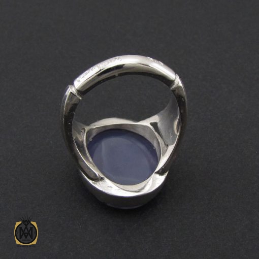 3 انگشتر عقیق یمن کبود با حکاکی یا اباعبدالله مردانه دست ساز – کد 8778 - تصویر 3