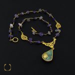 سینه ریز فیروزه نیشابور و آمتیست طرح آروشا - کد 7122 - تصویر 4