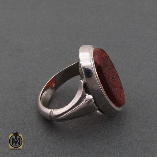 انگشتر عقیق یمن مردانه با حکاکی حسین منی وانا من حسین استاد احمد - کد 8589 - تصویر 3