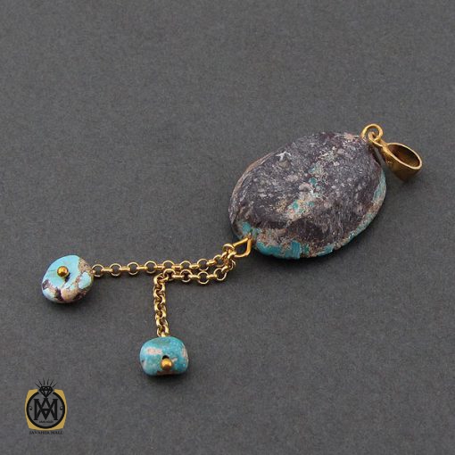 3 مدال فیروزه نیشابوری زنانه طرح چکامه - کد 3123 - تصویر 3