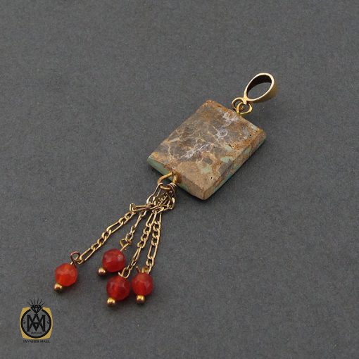 3 مدال فیروزه نیشابوری و عقیق زنانه طرح نگارین - کد 3125 - تصویر 3