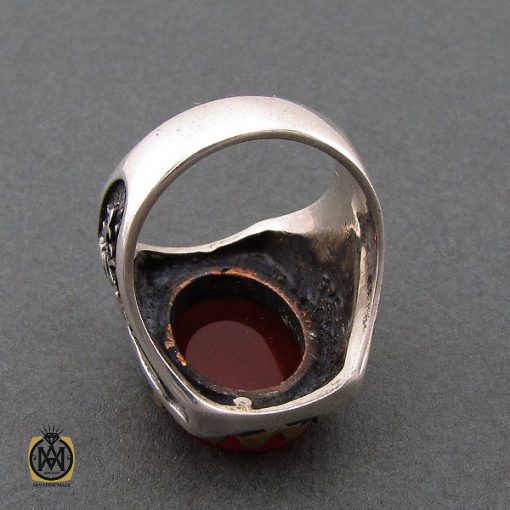 انگشتر عقیق قرمز مردانه با وان یکاد - کد 8629 - تصویر 3