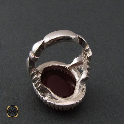 انگشتر عقیق قرمز مردانه با حکاکی و من یتق الله - کد 8631 - تصویر 2