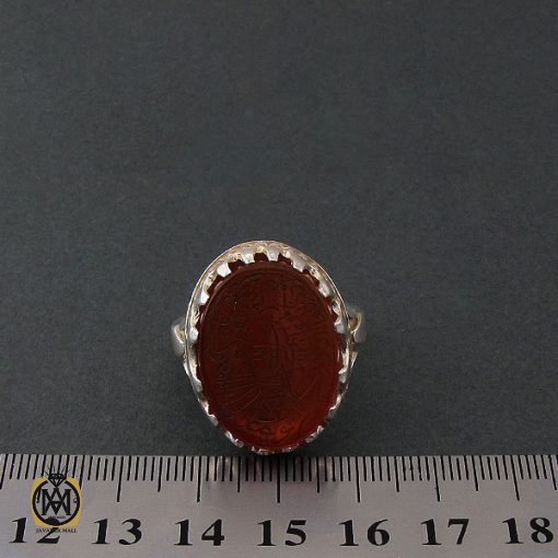 انگشتر عقیق قرمز مردانه با حکاکی وان یکاد - کد 8632 - تصویر 4