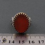 4 انگشتر عقیق قرمز مردانه با حکاکی ومن یتق الله - کد 8635 - تصویر 4