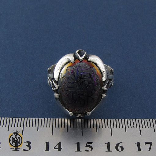 انگشتر حدید سینی مردانه با حکاکی ذکر صلوات - کد 8640 - تصویر 4