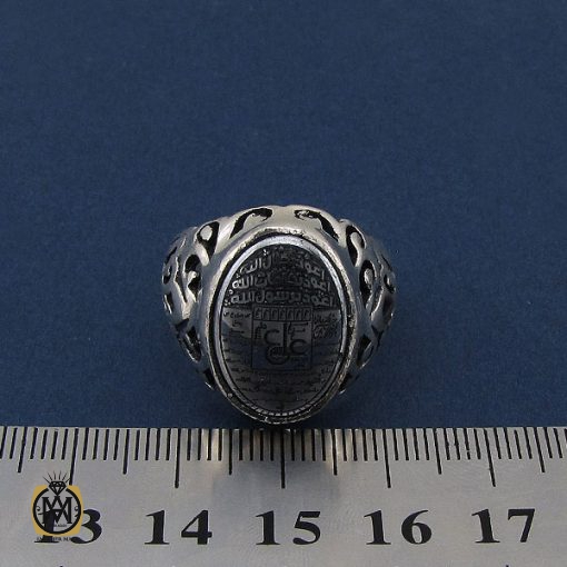 انگشتر حیدید سینی مردانه با عین علی و سه جلاله  - کد 8644 - تصویر 4