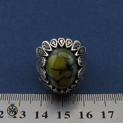 انگشتر عقیق دارگون زرد مردانه - کد 8647 - تصویر 4