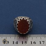 4 انگشتر عقیق قرمز مردانه با حکاکی ومن یتق الله - کد 8649 - تصویر 4