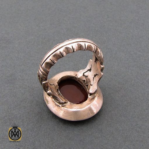 انگشتر عقیق یمن مردانه با حکاکی علی وجه الله استاد حیدر - کد 8594 - تصویر 4