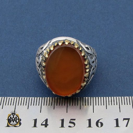 انگشتر عقیق یمن مردانه با رکاب نقره - کد 8659 - تصویر 4