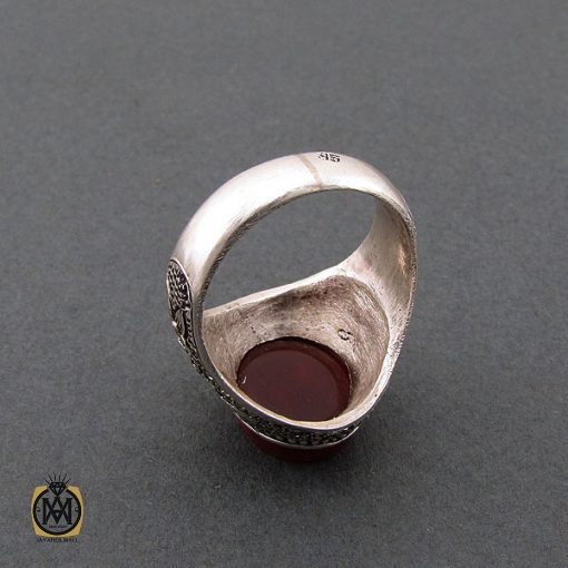 انگشتر عقیق یمن مردانه با حکاکی یا حسین (ع) استاد حیدر - کد 8596 - تصویر 4