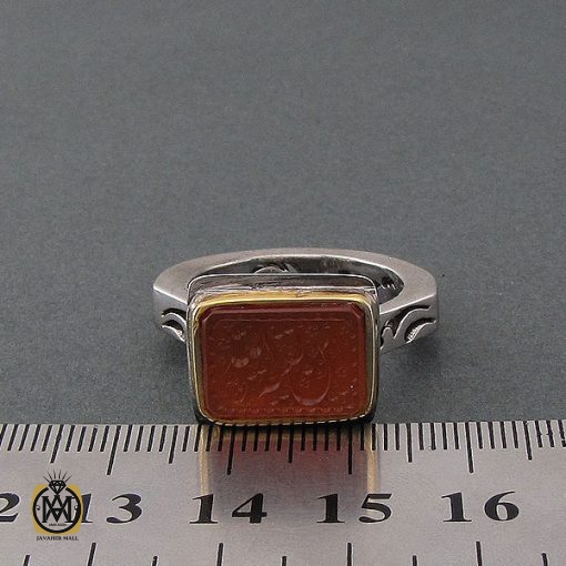 انگشتر عقیق یمن مردانه با حکاکی این بقیه الله - کد 8667 - تصویر 4