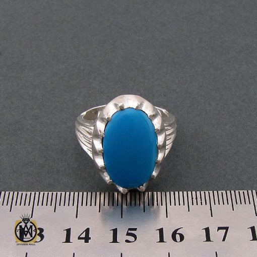 انگشتر فیروزه آمریکایی مردانه خوش رنگ - کد 8679 - تصویر 4