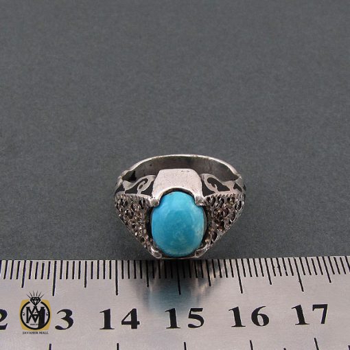 انگشتر فیروزه نیشابور مردانه خوش رنگ - کد 8680 - تصویر 4