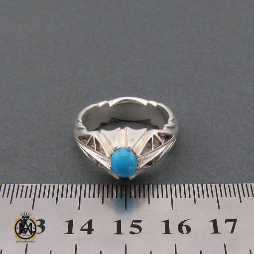 انگشتر فیروزه نیشابور مردانه خوش رنگ - کد 8682 - تصویر 4
