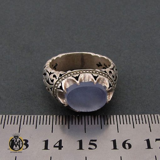 انگشتر عقیق یمن کبود صفوی مردانه - کد 8690 - تصویر 4
