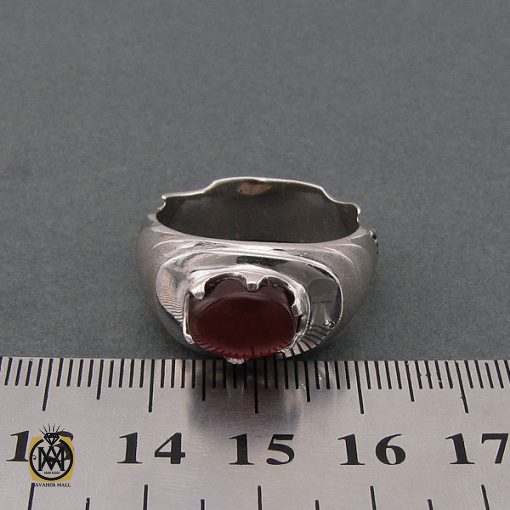 انگشتر عقیق یمن طرح صفوی مردانه - کد 8696 - تصویر 4