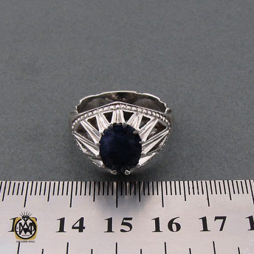 انگشتر یاقوت کبود آفریقایی مردانه - کد 8700 - تصویر 4