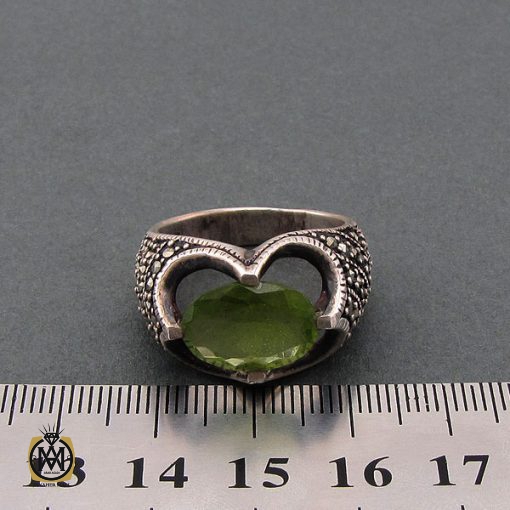 انگشتر زبرجد و مارکازیت مردانه اصل و معدنی - کد 8705 - تصویر 4