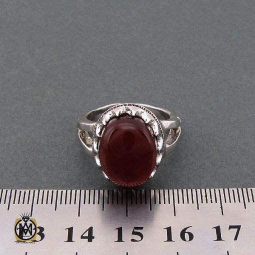 انگشتر عقیق یمن مردانه خوش رنگ و دست ساز - کد 8712 - تصویر 4