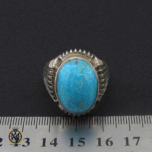 انگشتر فیروزه دامغان مردانه درشت - کد 8715 - تصویر 4