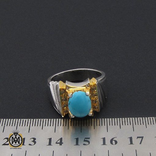 4 انگشتر فیروزه نیشابوری خوش طبع مردانه هنر دست استاد زارعی - کد 8720 - تصویر 4