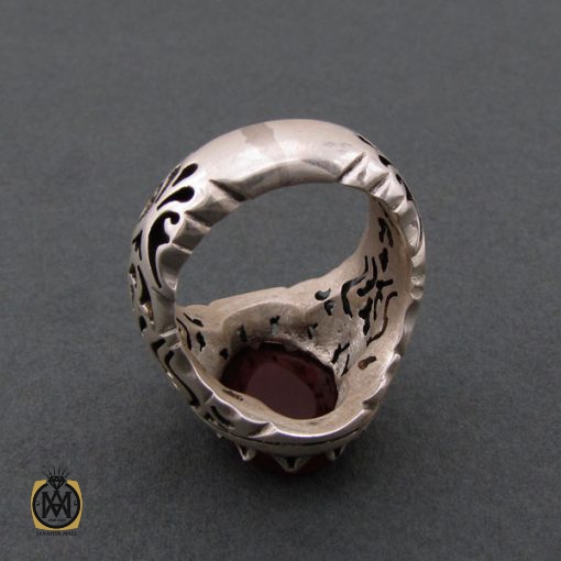 انگشتر مردانه عقیق یمن با حکاکی یا حسین ثارالله استاد حیدر - کد 8603 - تصویر 4