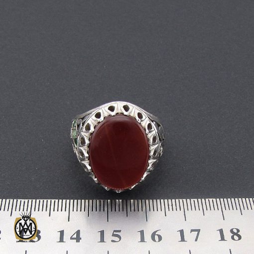 انگشتر عقیق یمن و زمرد مردانه دست ساز - کد 8725 - تصویر 4