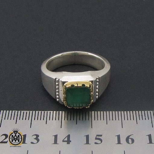 4 انگشتر زمرد زامبیا مرغوب مردانه هنر دست استاد باقرزاده - کد 8732 - تصویر 4