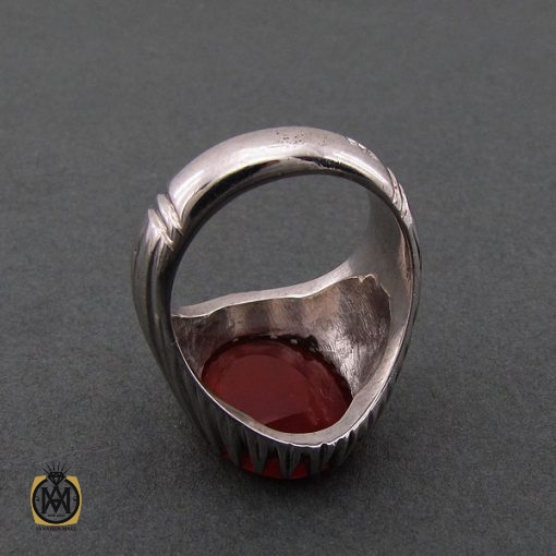 انگشتر عقیق یمن مردانه با حکاکی ان الحسین مصباح الهدی استاد حیدر - کد 8604 - تصویر 4