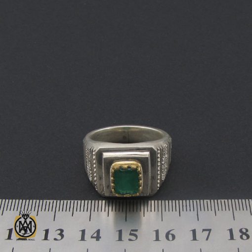 انگشتر زمرد زامبیا مرغوب مردانه هنر دست استاد باقرزاده - کد 8735 - تصویر 4