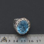 4 انگشتر توپاز آبی مردانه هنر دست استاد مغان - کد 8740 - تصویر 4