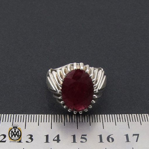 انگشتر یاقوت سرخ درشت مردانه دست ساز - کد 8746 - تصویر 4
