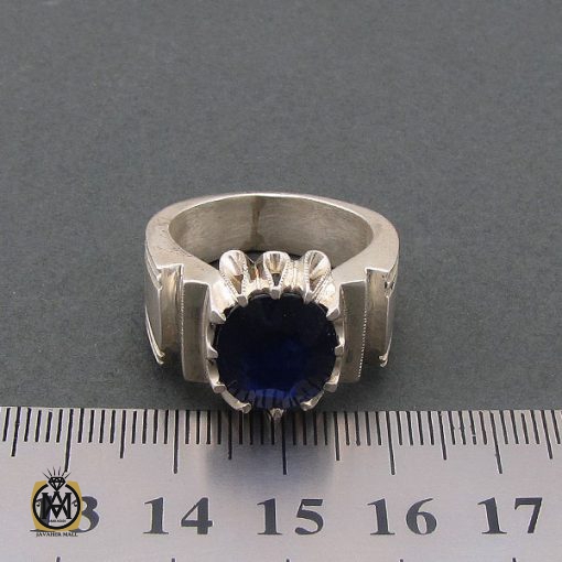 انگشتر یاقوت کبود آفریقایی مردانه هنر دست استاد باقرزاده - کد 8749 - تصویر 4